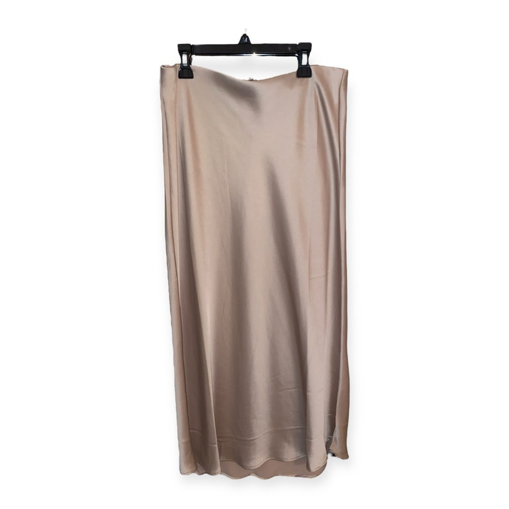 Rachel Zoe Beige Satin Midi Skirt